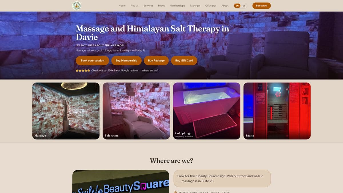 Salt Spa Massage — studio branding, Davie, FL
